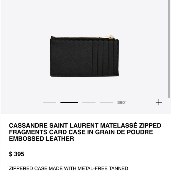 CASSANDRE SAINT LAURENT MATELASSÉ ZIPPED FRAGMENTS CARD CASE - Picture 8 of 12
